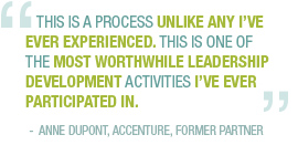 This is a process unlike any I've ever experienced. This is one of the most worthwhile leadership development activities I've ever participated in.